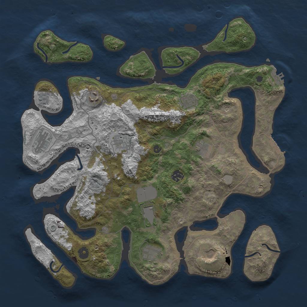Rust Map: Procedural Map, Size: 4000, Seed: 309, 18 Monuments