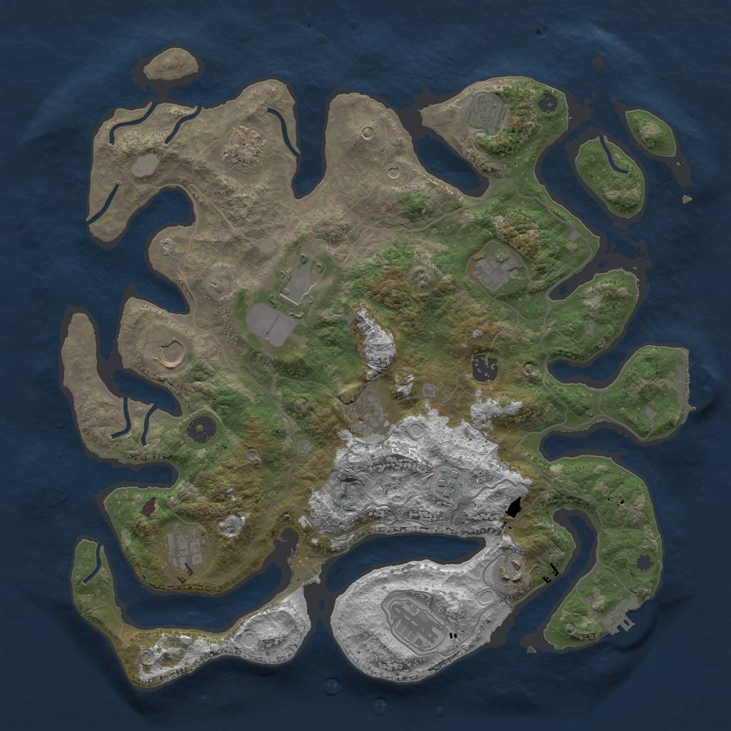 Rust Map: Procedural Map, Size: 4000, Seed: 1340157839, 19 Monuments
