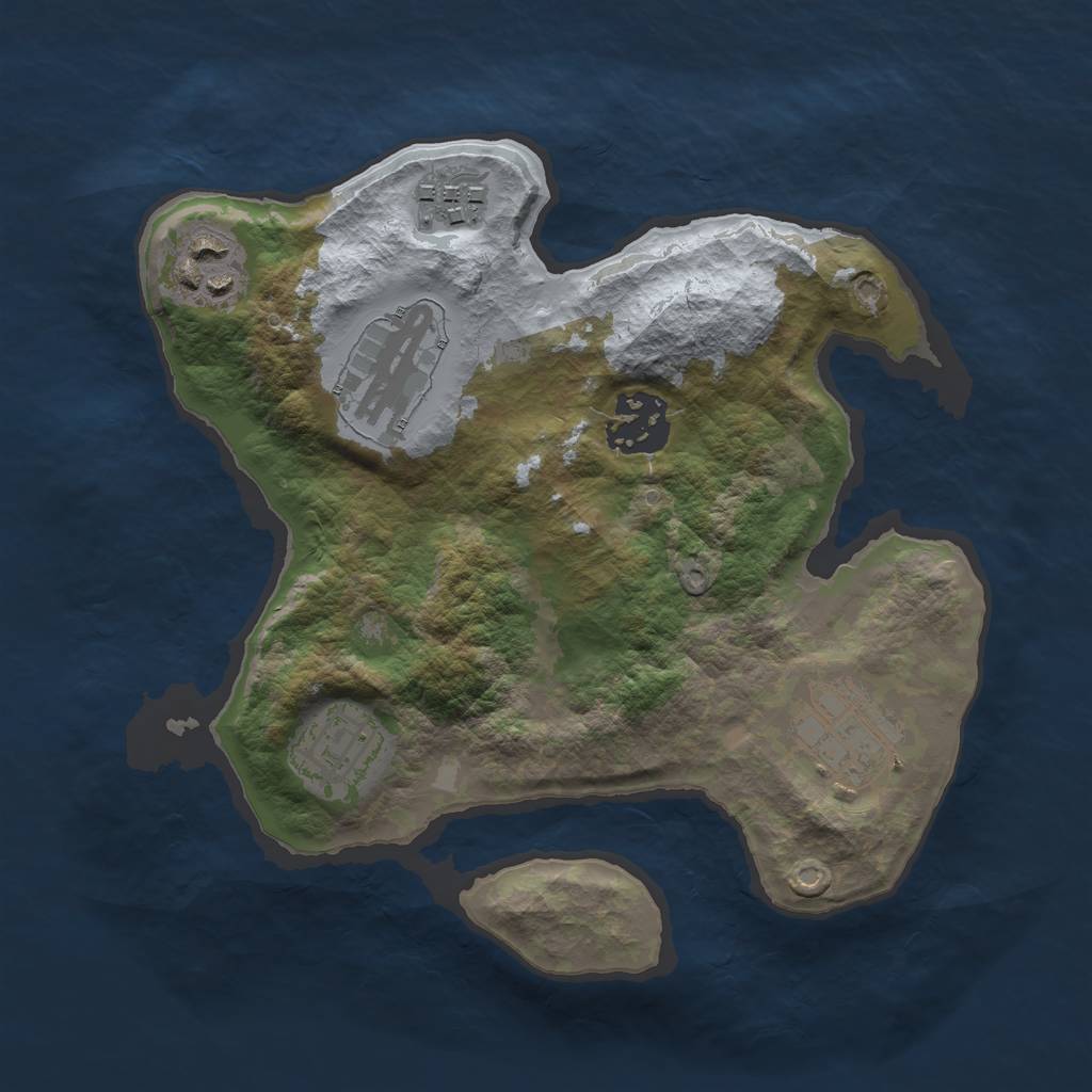 Rust Map: Barren, Size: 2500, Seed: 893895, 8 Monuments