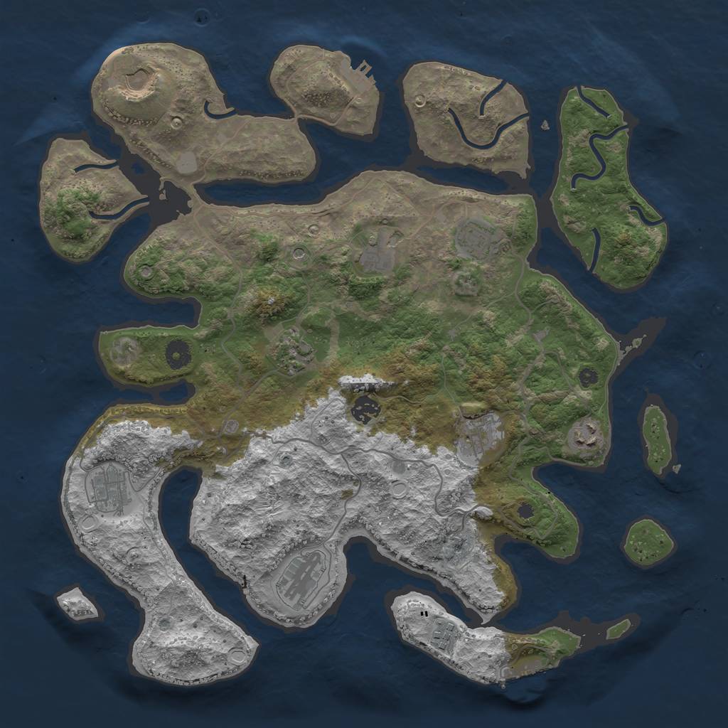 Rust Map: Procedural Map, Size: 4000, Seed: 1151395877, 18 Monuments