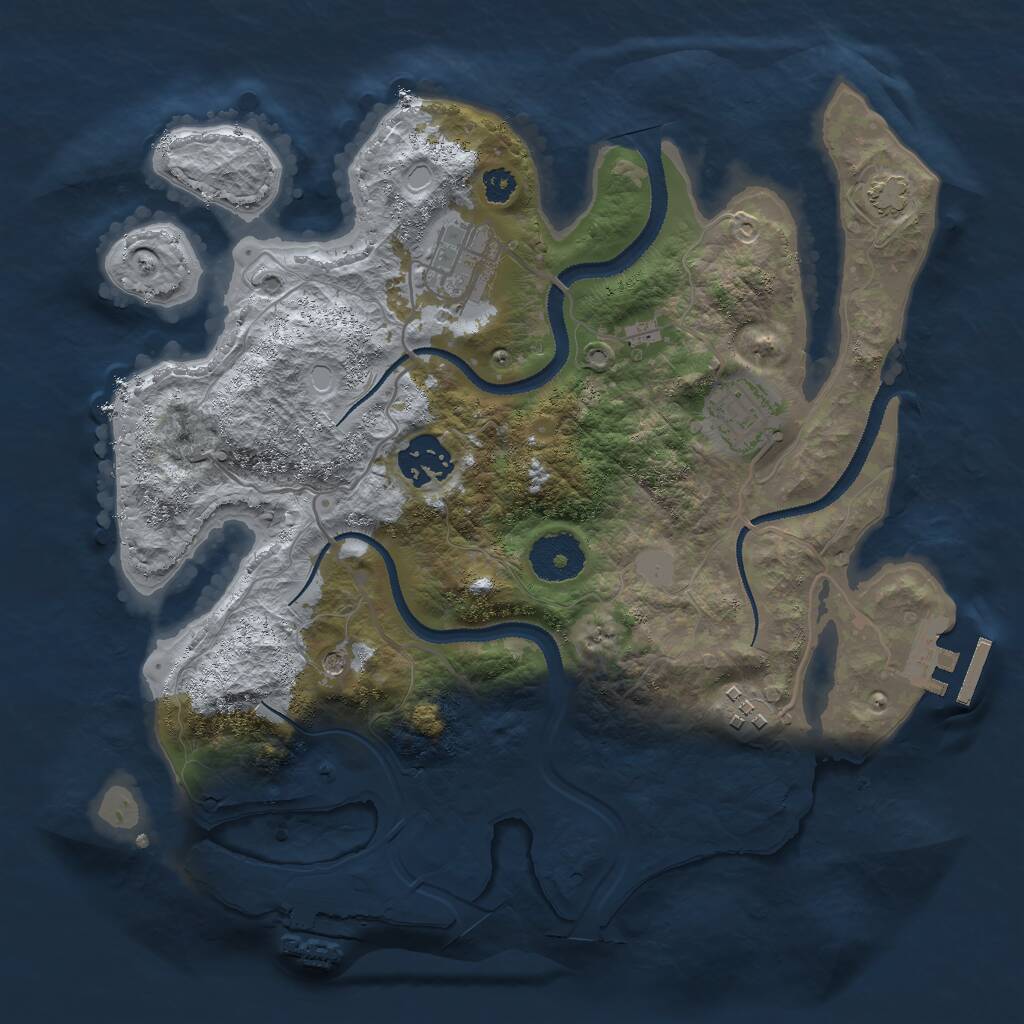 Rust Map: Procedural Map, Size: 3000, Seed: 962725, 9 Monuments