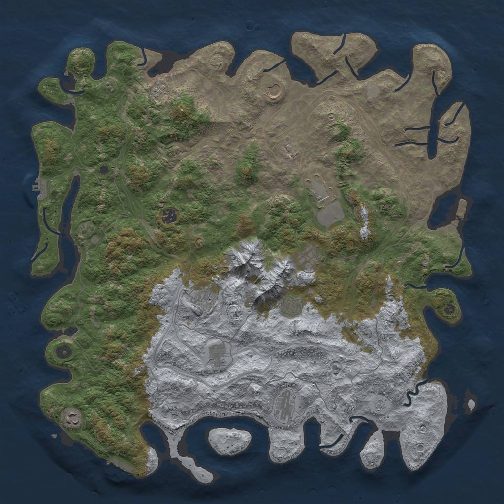 Rust Map: Procedural Map, Size: 5000, Seed: 47, 18 Monuments