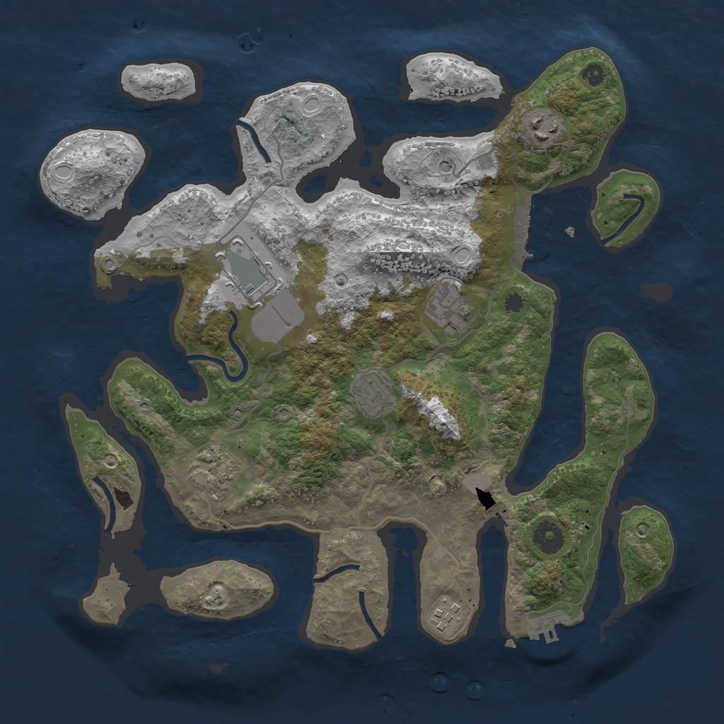 Rust Map: Procedural Map, Size: 3500, Seed: 1425895663, 14 Monuments