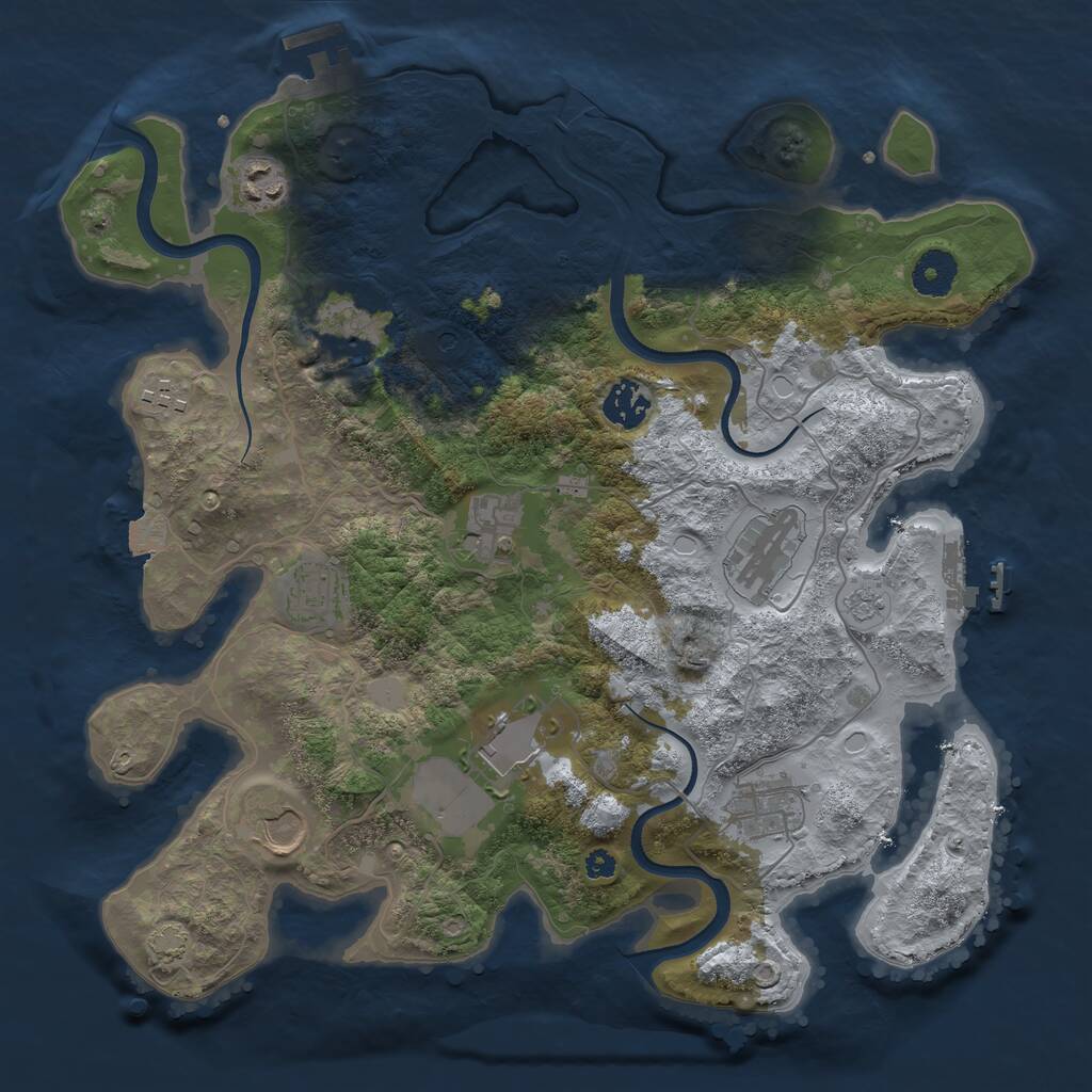 Rust Map: Procedural Map, Size: 3600, Seed: 395173145, 16 Monuments