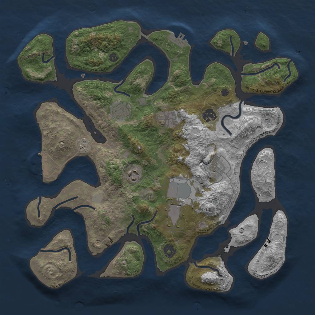 Rust Map: Procedural Map, Size: 3600, Seed: 395173145, 15 Monuments