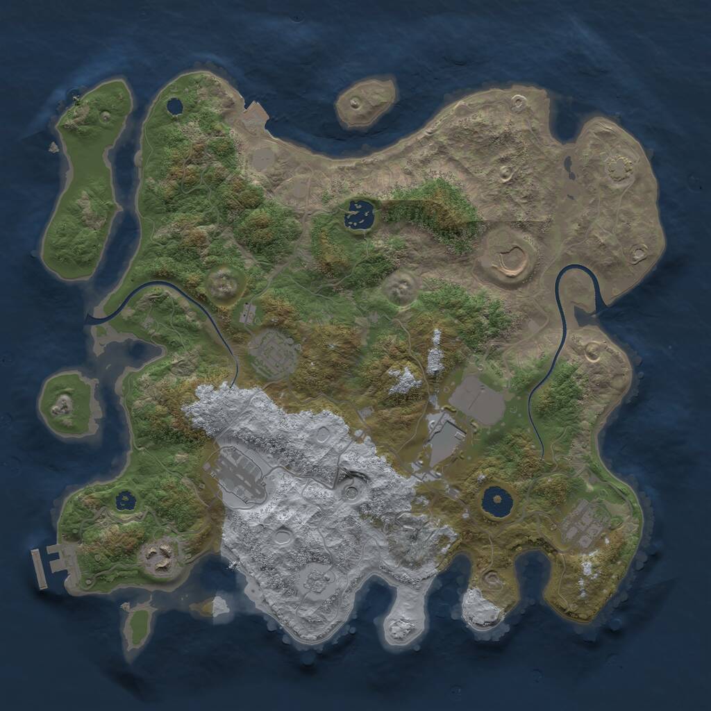 Rust Map: Procedural Map, Size: 3525, Seed: 757529619, 12 Monuments