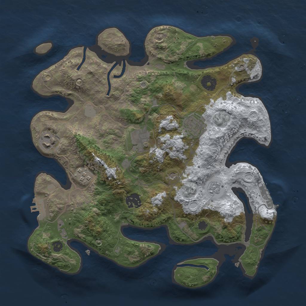 Rust Map: Procedural Map, Size: 3000, Seed: 3008, 14 Monuments