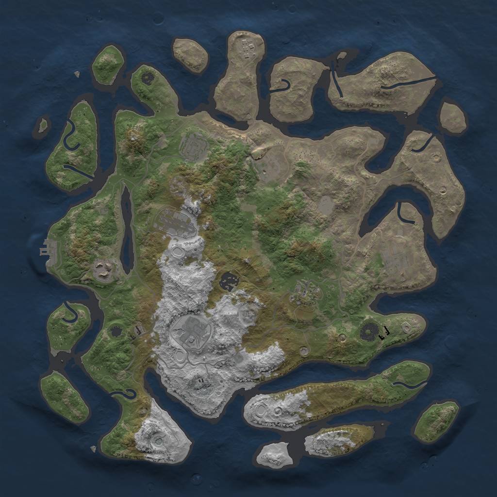 Rust Map: Procedural Map, Size: 4000, Seed: 1352761662, 16 Monuments