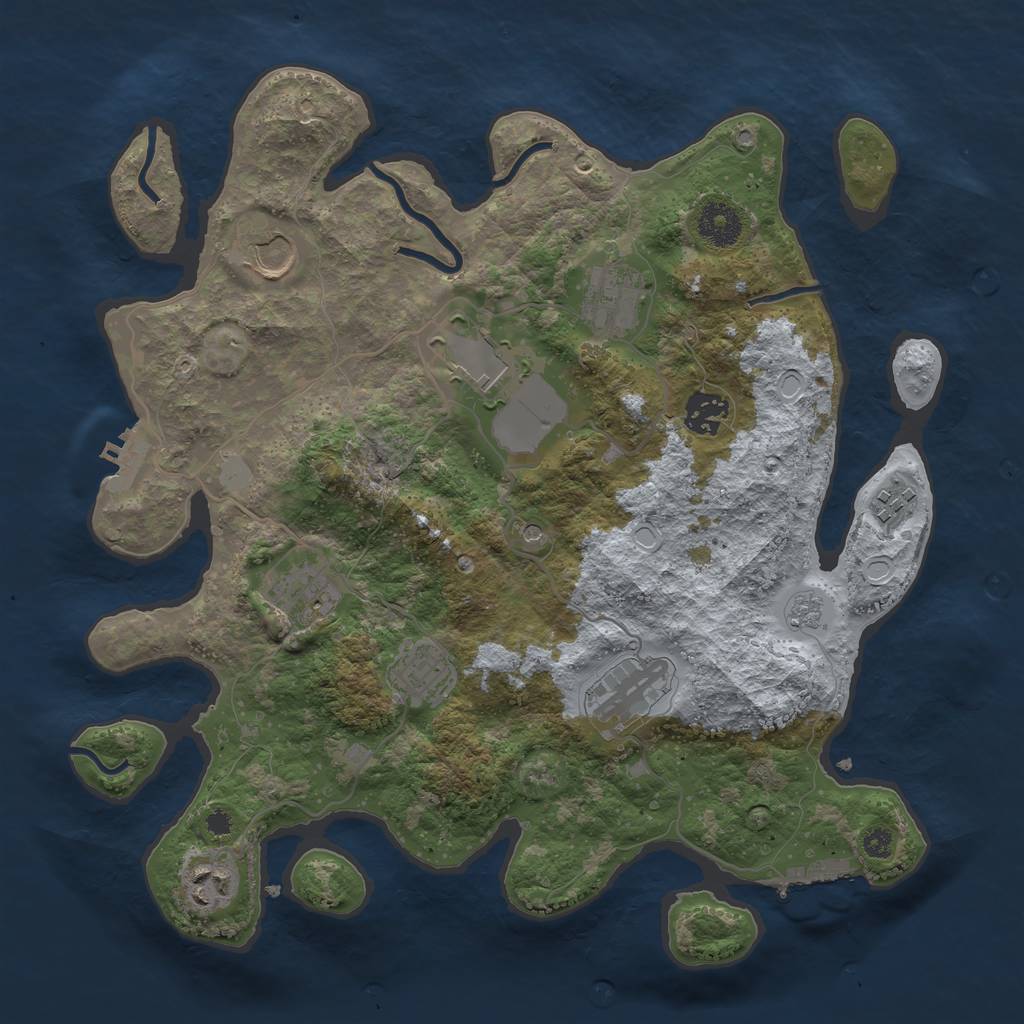 Rust Map: Procedural Map, Size: 3500, Seed: 772944, 16 Monuments