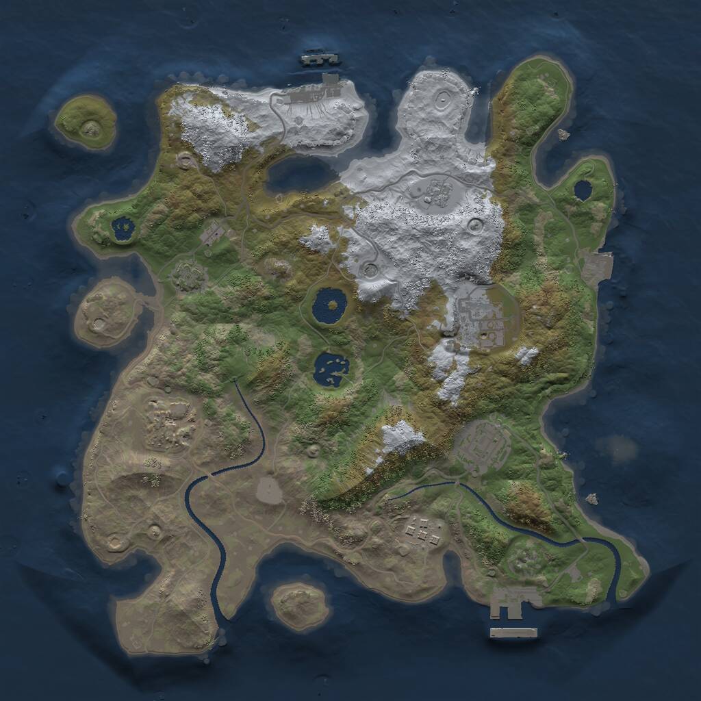 Rust Map: Procedural Map, Size: 3000, Seed: 1059967015, 11 Monuments