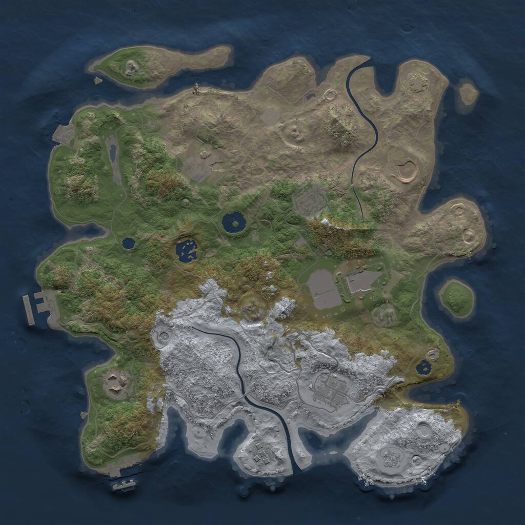 Rust Map: Procedural Map, Size: 3500, Seed: 26757, 14 Monuments