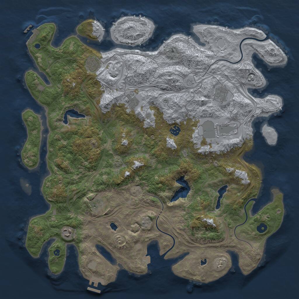 Rust Map: Procedural Map, Size: 4500, Seed: 42942, 14 Monuments