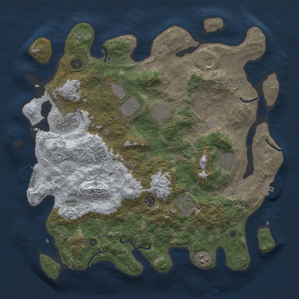 Rust Map: Procedural Map, Size: 4000, Seed: 12387423, 18 Monuments