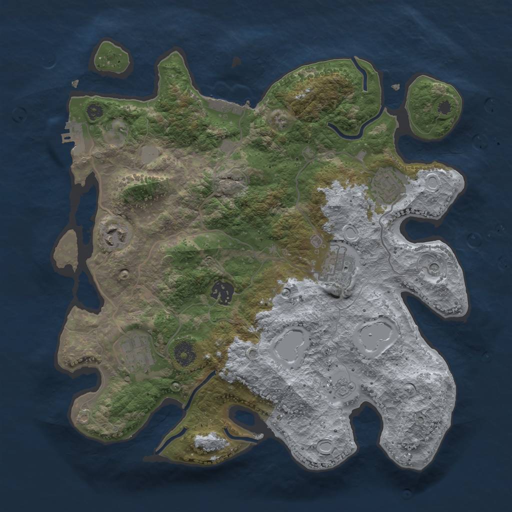 Rust Map: Procedural Map, Size: 3300, Seed: 2053339192, 14 Monuments