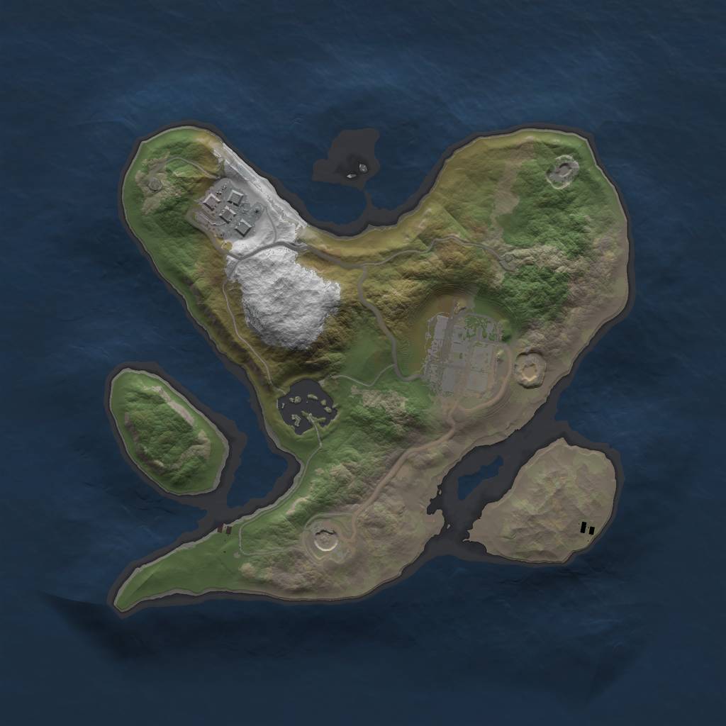 Rust Map: Barren, Size: 2000, Seed: 13652, 6 Monuments