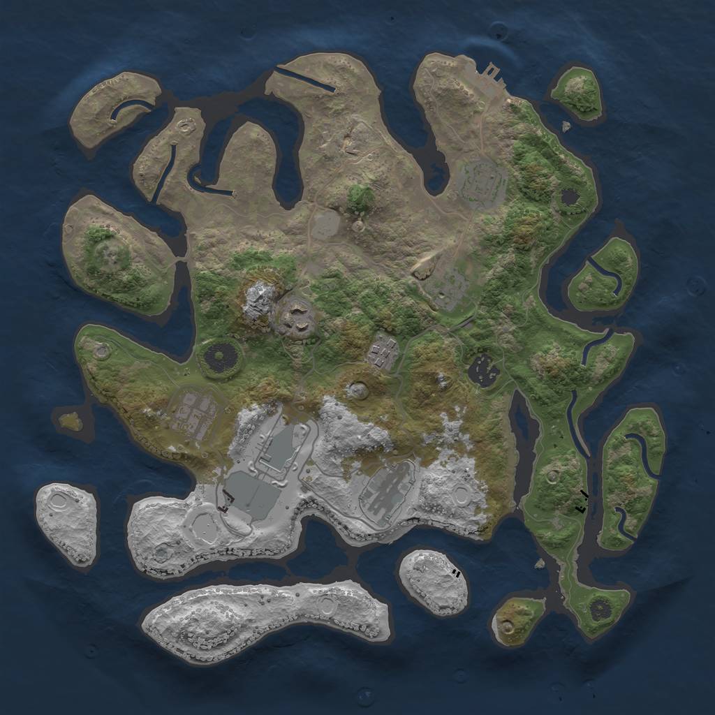 Rust Map: Procedural Map, Size: 3500, Seed: 662327029, 14 Monuments
