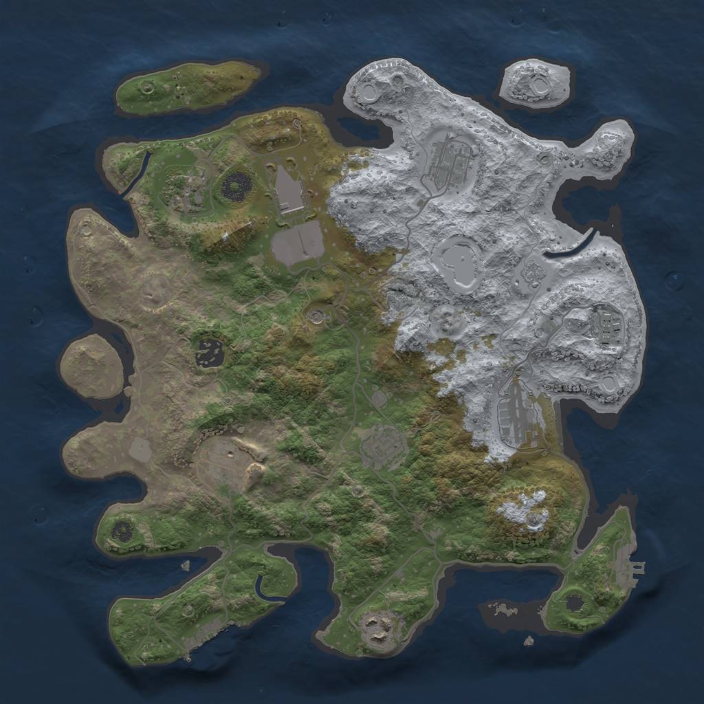 Rust Map: Procedural Map, Size: 3500, Seed: 1251232970, 16 Monuments