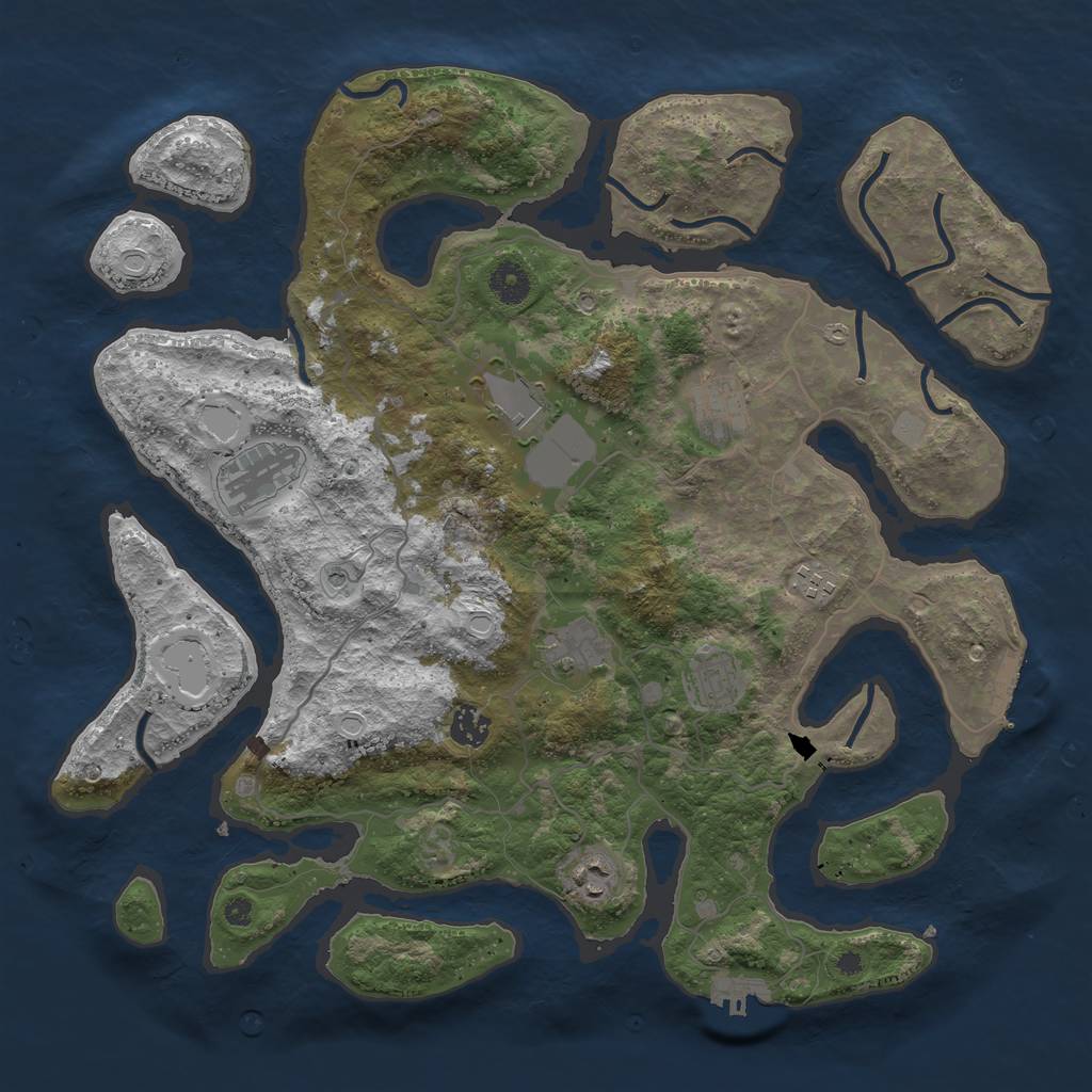 Rust Map: Procedural Map, Size: 4000, Seed: 4505, 16 Monuments