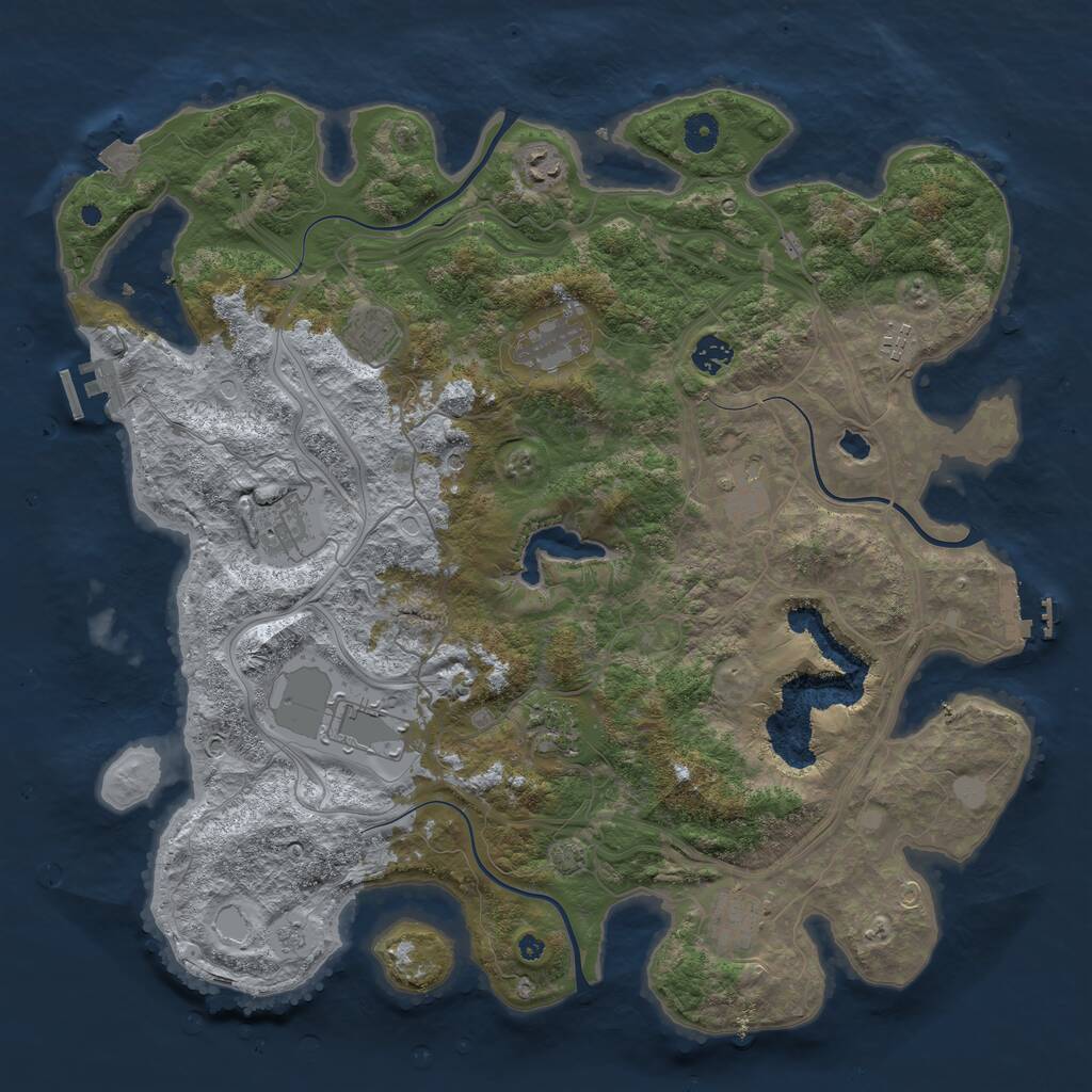 Rust Map: Procedural Map, Size: 4300, Seed: 100, 16 Monuments