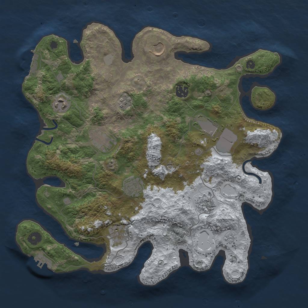 Rust Map: Procedural Map, Size: 3500, Seed: 937464585, 18 Monuments