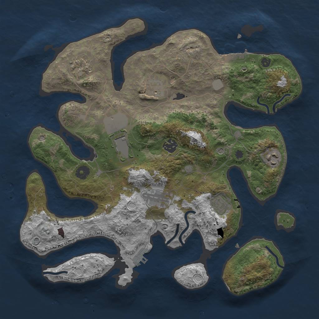Rust Map: Procedural Map, Size: 3500, Seed: 985660386, 15 Monuments