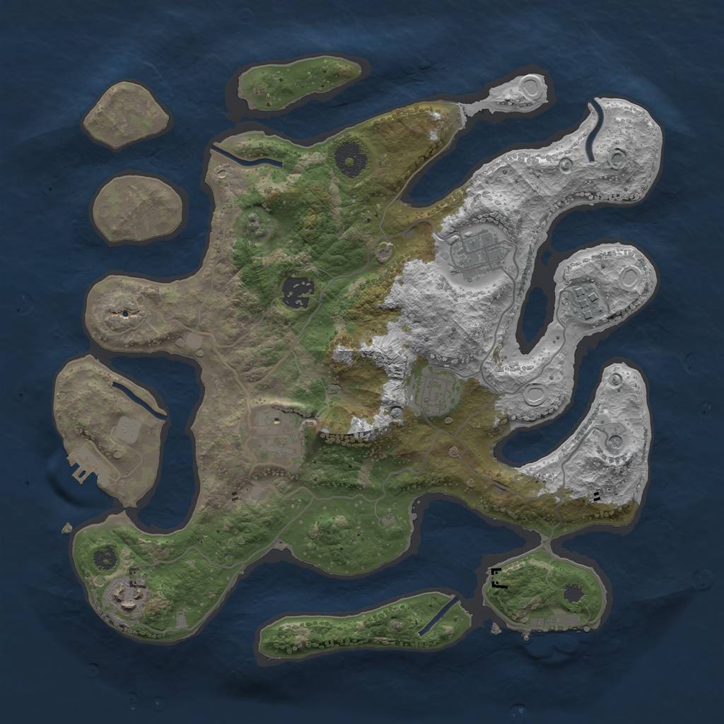 Rust Map: Procedural Map, Size: 3300, Seed: 605, 14 Monuments