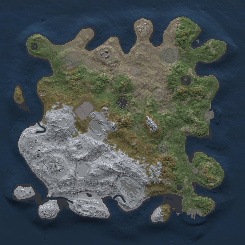 Rust Map: Procedural Map, Size: 3500, Seed: 2141445941, 15 Monuments