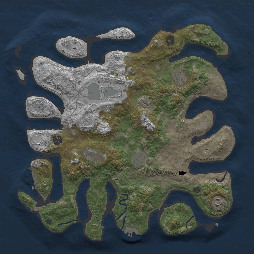 Rust Map: Procedural Map, Size: 4000, Seed: 2407174, 15 Monuments