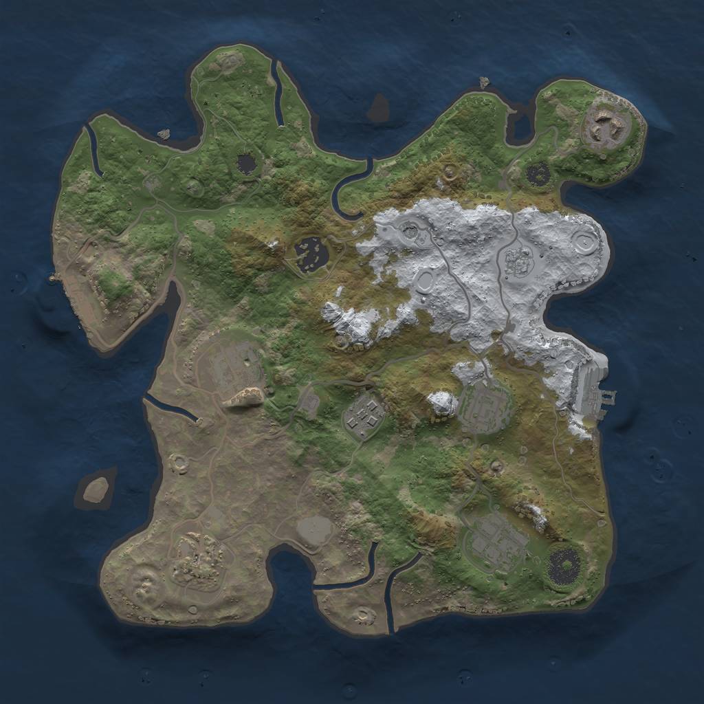 Rust Map: Procedural Map, Size: 3000, Seed: 963096099, 16 Monuments