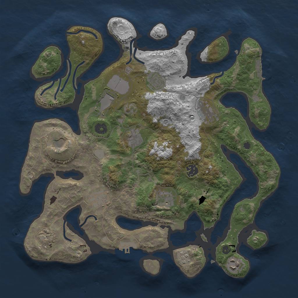 Rust Map: Procedural Map, Size: 3700, Seed: 1164151528, 19 Monuments