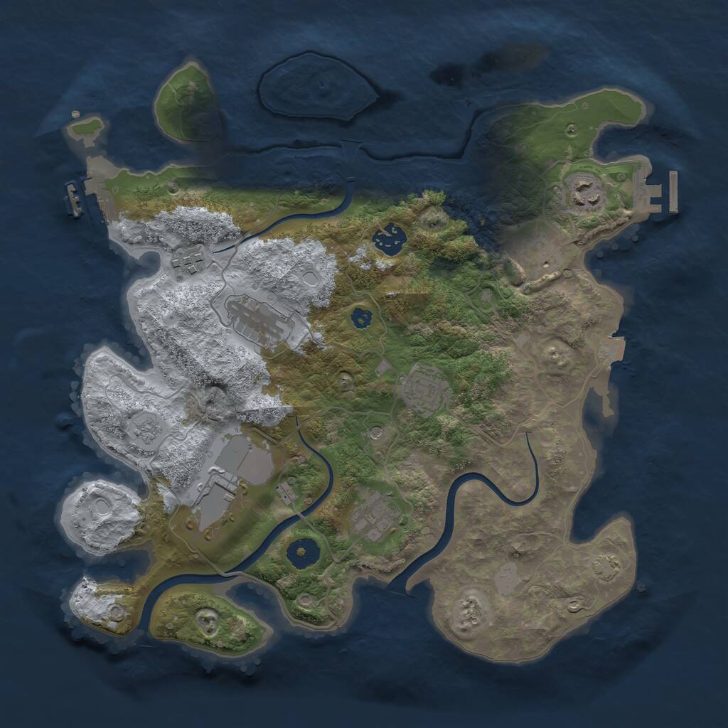 Rust Map: Procedural Map, Size: 3500, Seed: 44206162, 14 Monuments