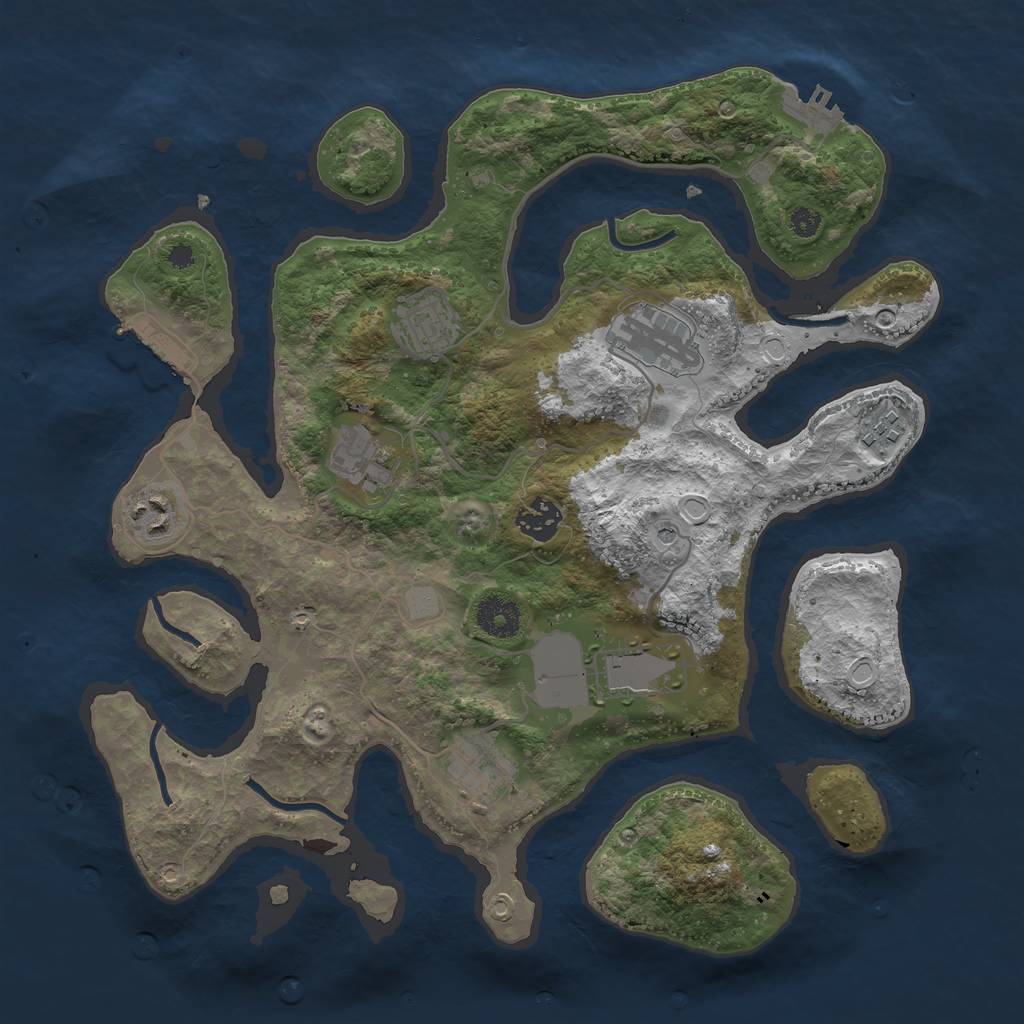 Rust Map: Procedural Map, Size: 3550, Seed: 286967, 16 Monuments