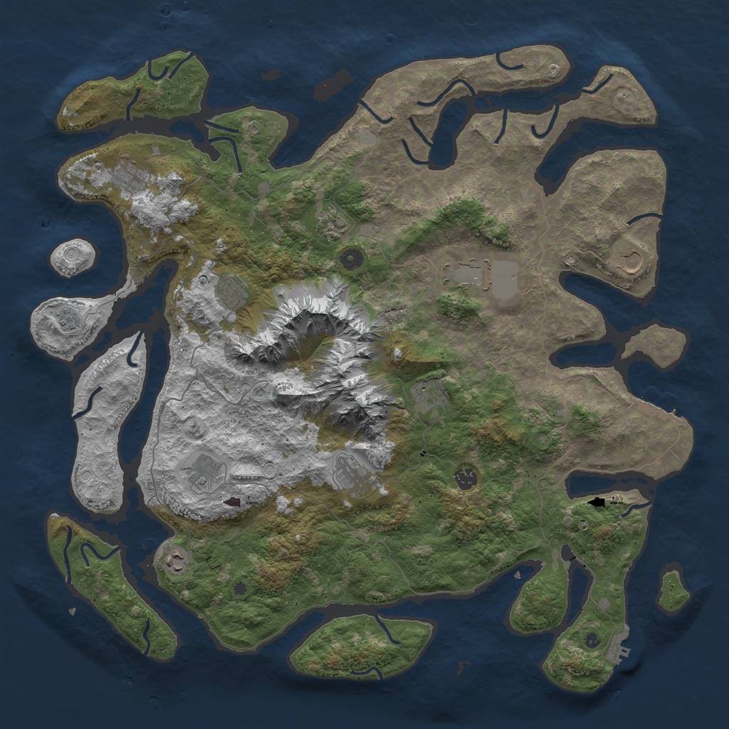 Rust Map: Procedural Map, Size: 5000, Seed: 1265432, 19 Monuments