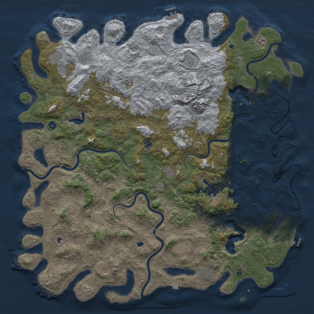 Rust Map: Procedural Map, Size: 6000, Seed: 240, 17 Monuments