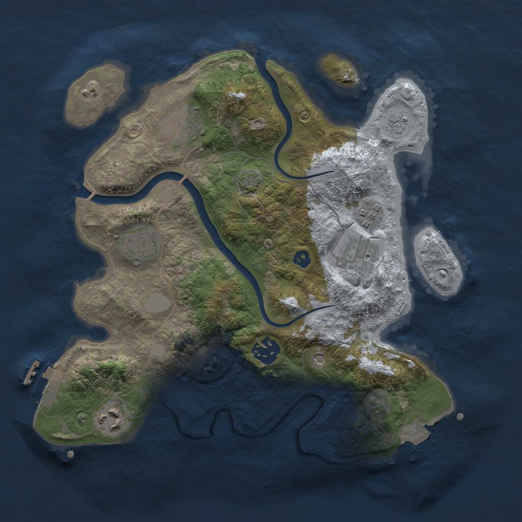 Rust Map: Procedural Map, Size: 3000, Seed: 25463, 11 Monuments
