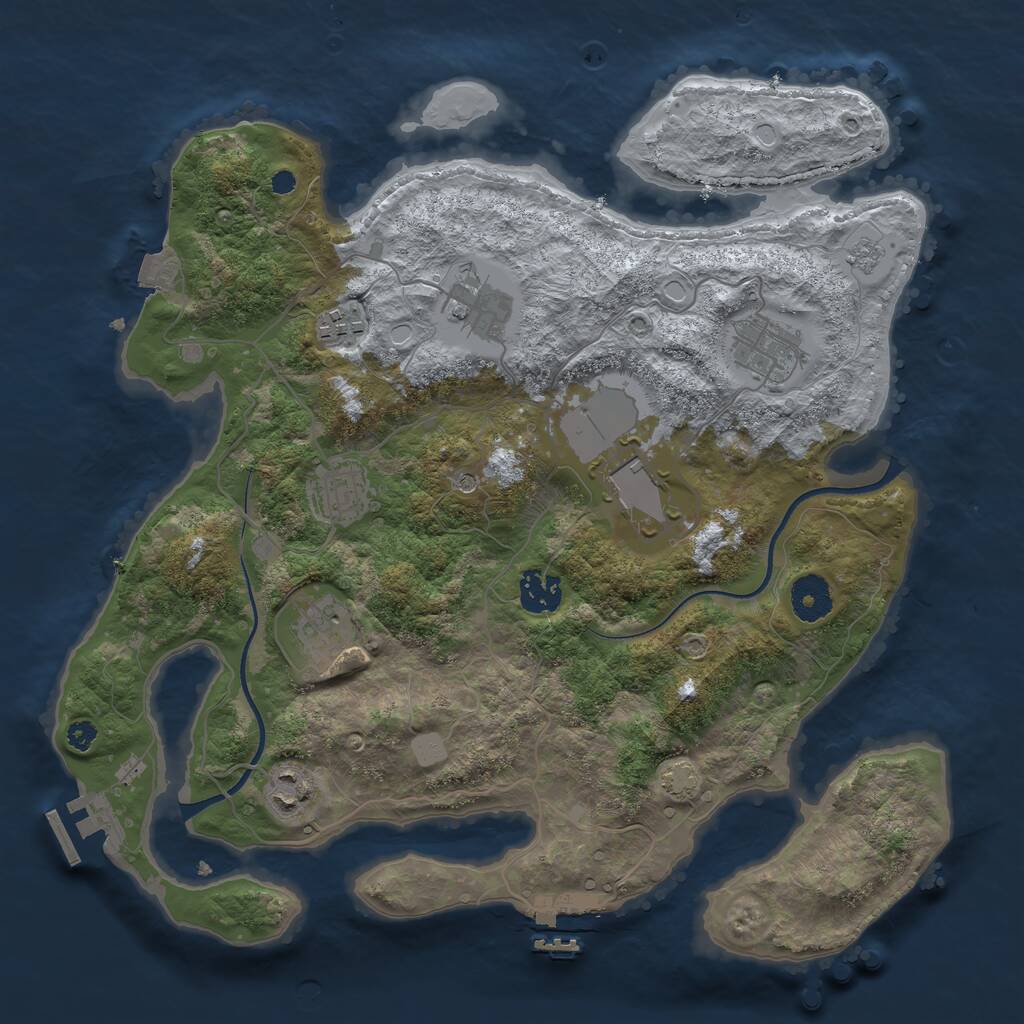 Rust Map: Procedural Map, Size: 3500, Seed: 691060956, 14 Monuments