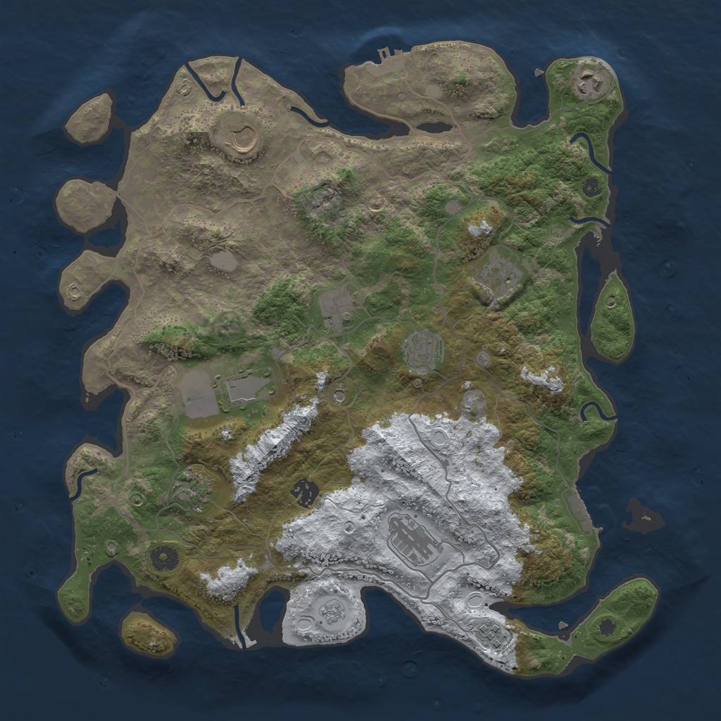 Rust Map: Procedural Map, Size: 4000, Seed: 1579546, 19 Monuments