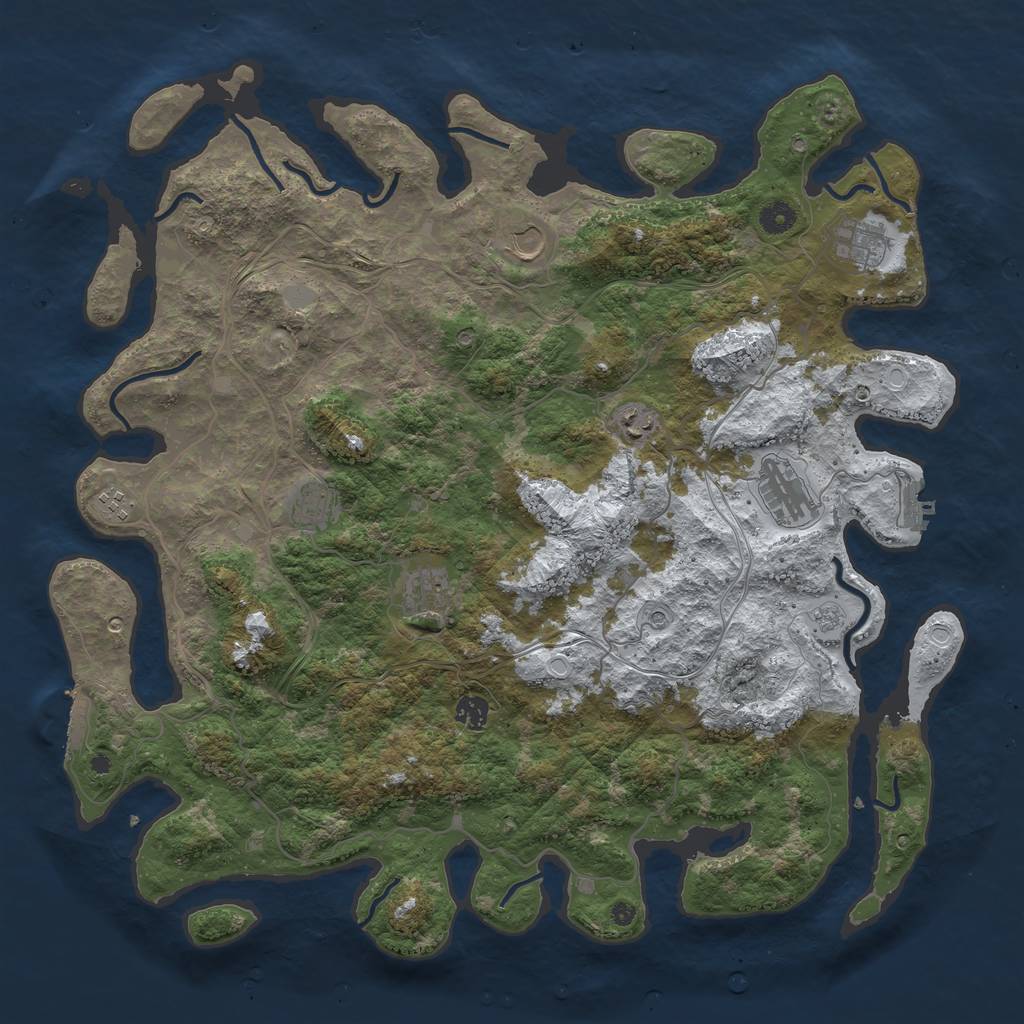 Rust Map: Procedural Map, Size: 4500, Seed: 588385537, 17 Monuments