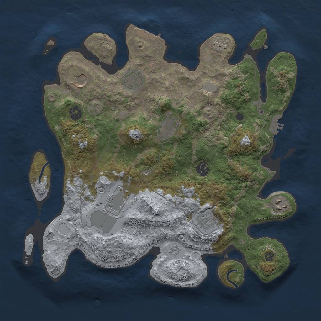 Rust Map: Procedural Map, Size: 3500, Seed: 7529363, 17 Monuments