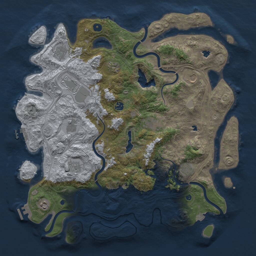 Rust Map: Procedural Map, Size: 4500, Seed: 49587, 17 Monuments
