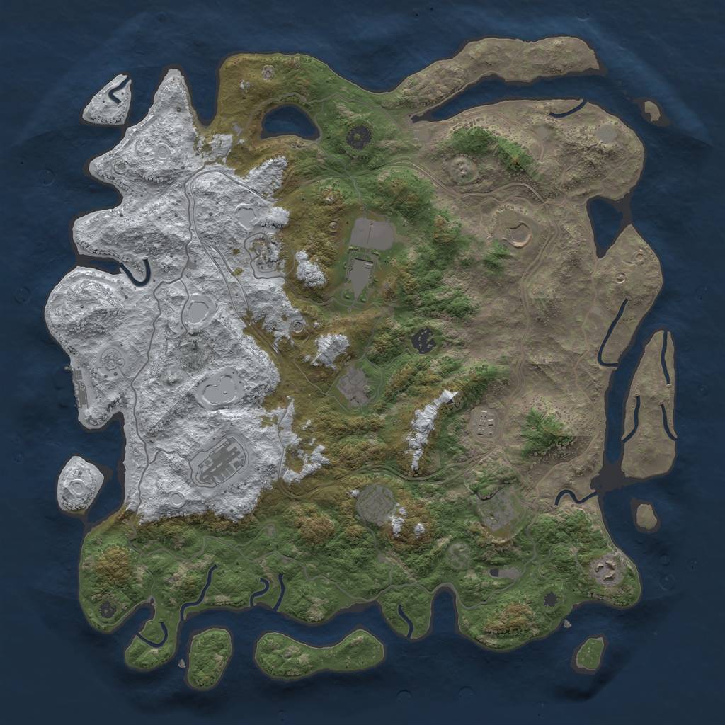 Rust Map: Procedural Map, Size: 4500, Seed: 49587, 18 Monuments