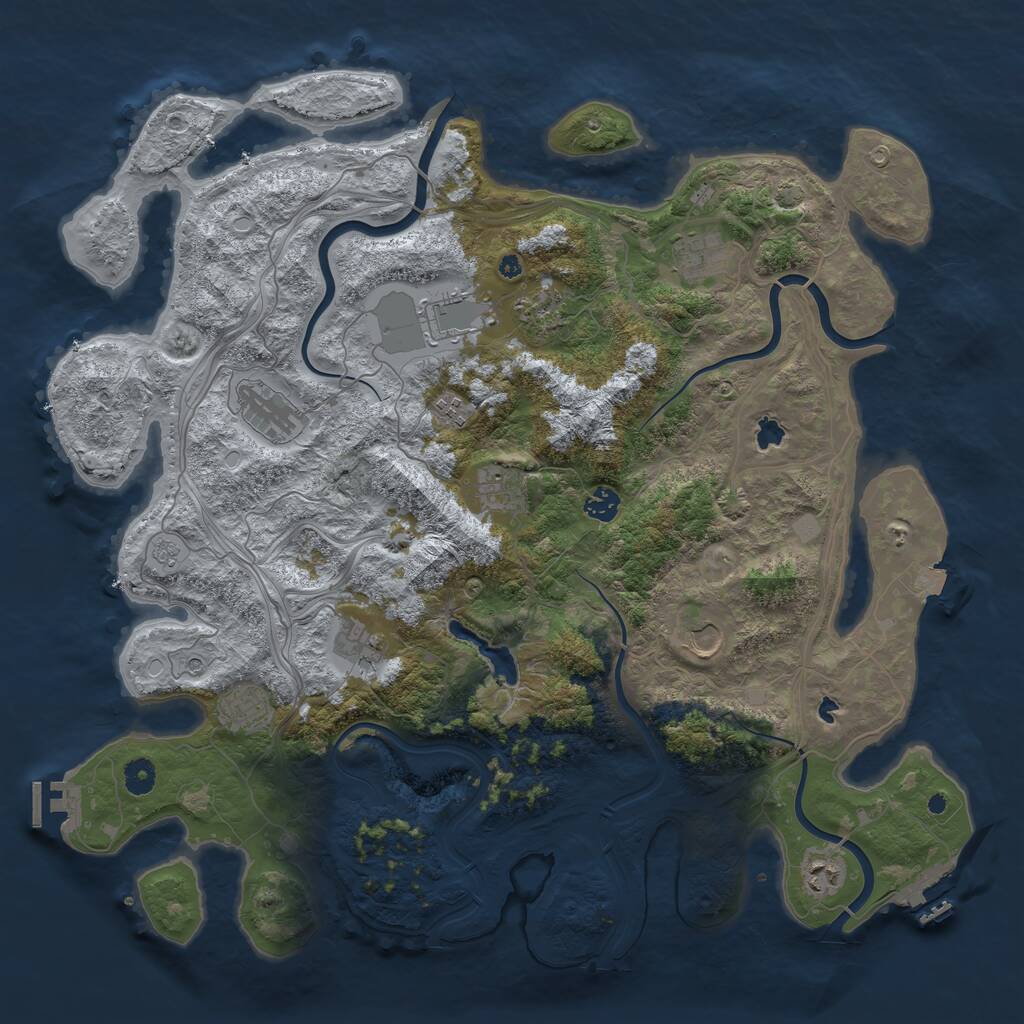 Rust Map: Procedural Map, Size: 4500, Seed: 151666, 17 Monuments