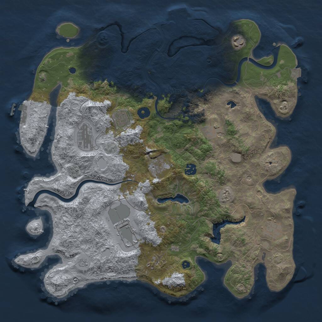 Rust Map: Procedural Map, Size: 4000, Seed: 47483647, 16 Monuments