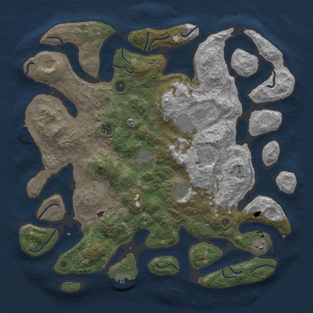 Rust Map: Procedural Map, Size: 4400, Seed: 73192846, 16 Monuments