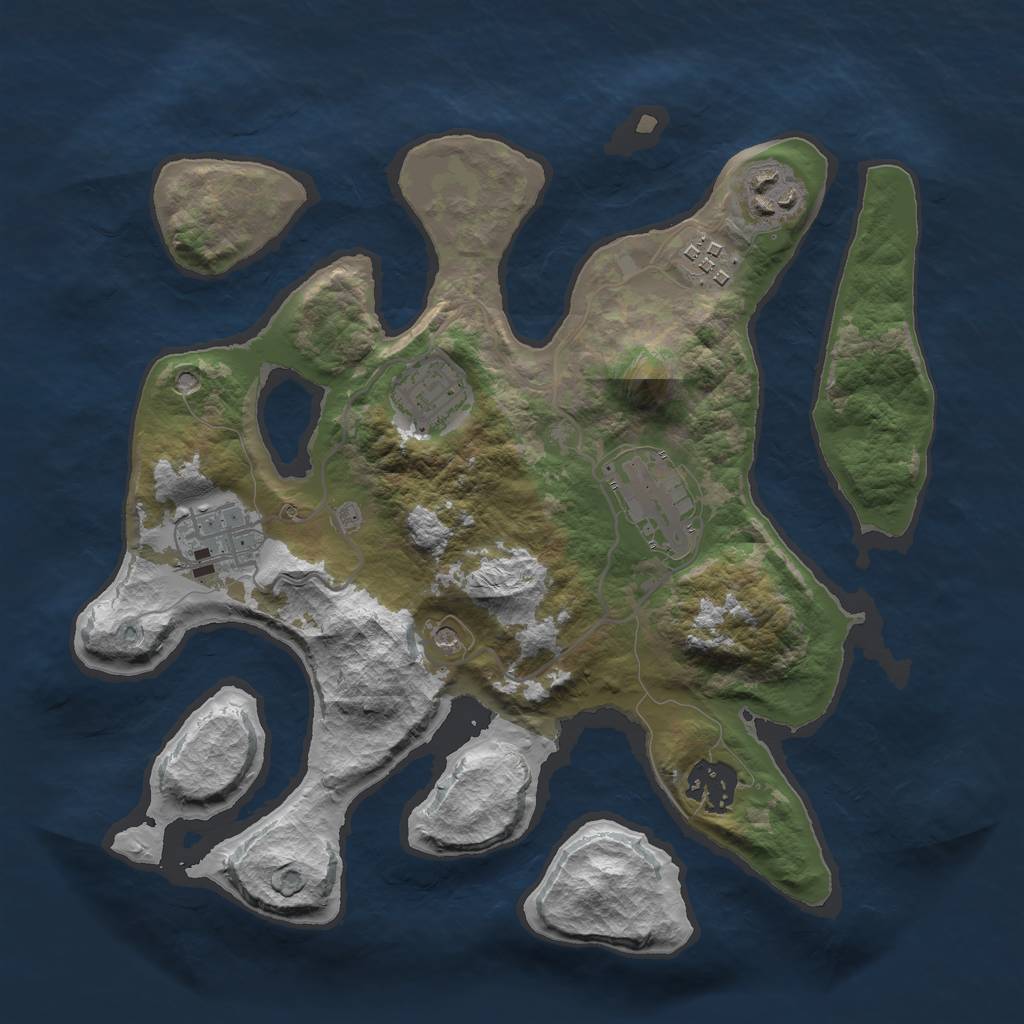 Rust Map: Barren, Size: 2950, Seed: 16161, 9 Monuments