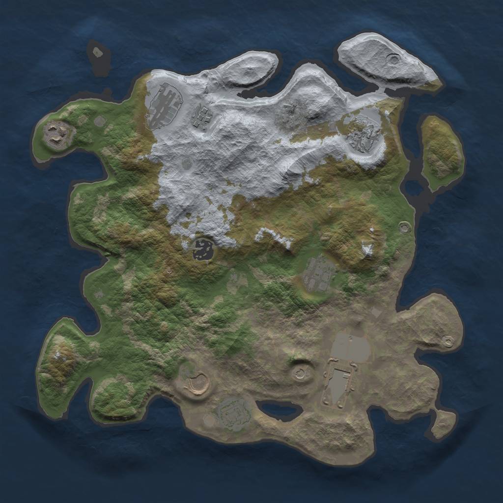Rust Map: Barren, Size: 3500, Seed: 33984352, 12 Monuments