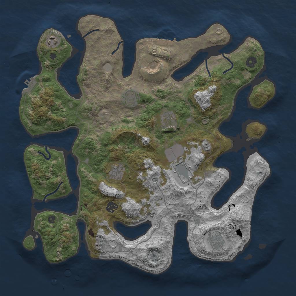 Rust Map: Procedural Map, Size: 4000, Seed: 214365, 17 Monuments