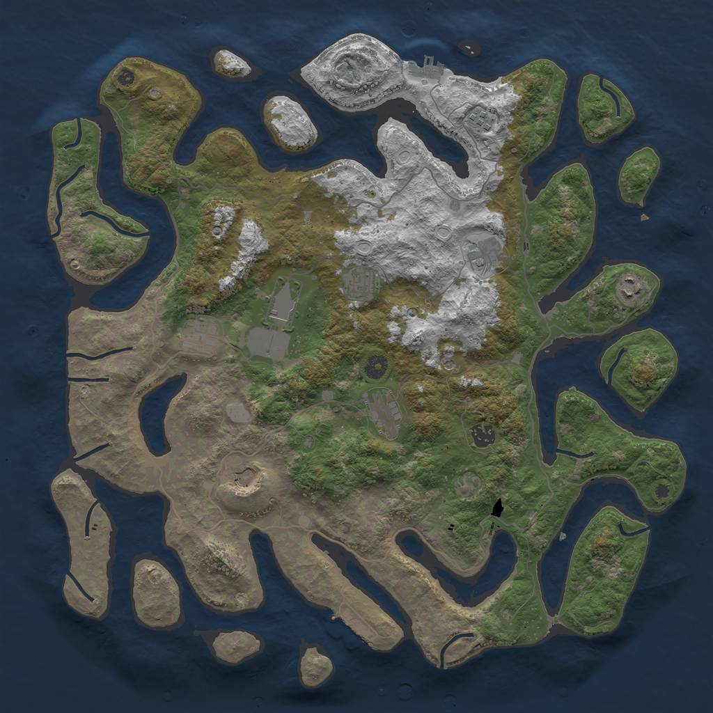 Rust Map: Procedural Map, Size: 4500, Seed: 1876294055, 17 Monuments