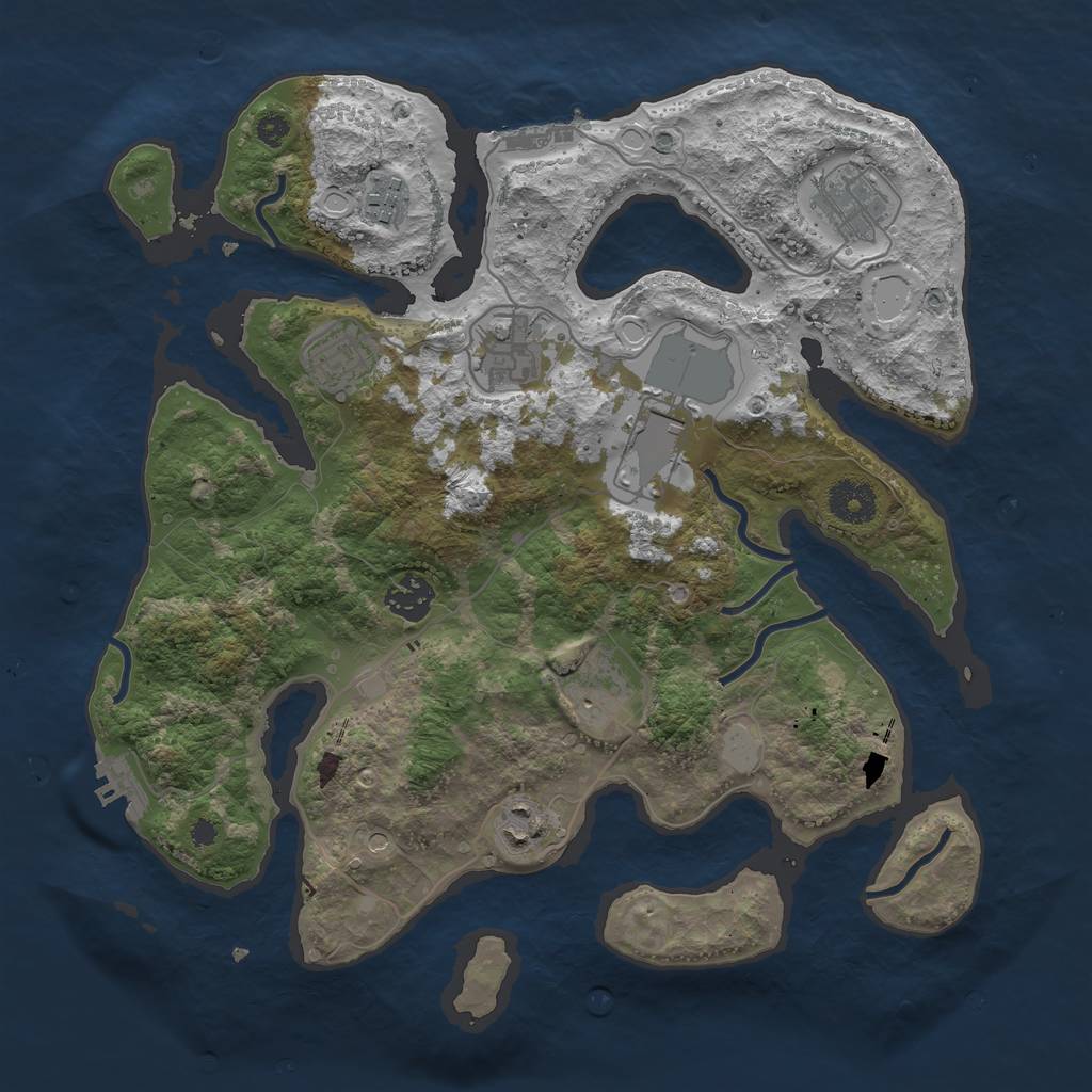 Rust Map: Procedural Map, Size: 3500, Seed: 457733008, 16 Monuments