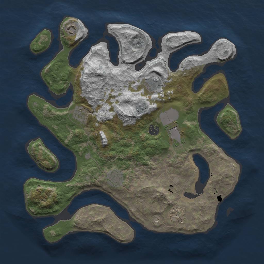 Rust Map: Barren, Size: 3700, Seed: 1084941721, 11 Monuments